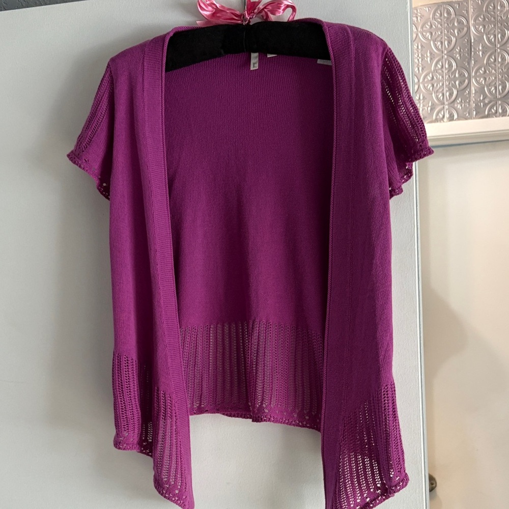 Women's Purple Open-Front Sweater